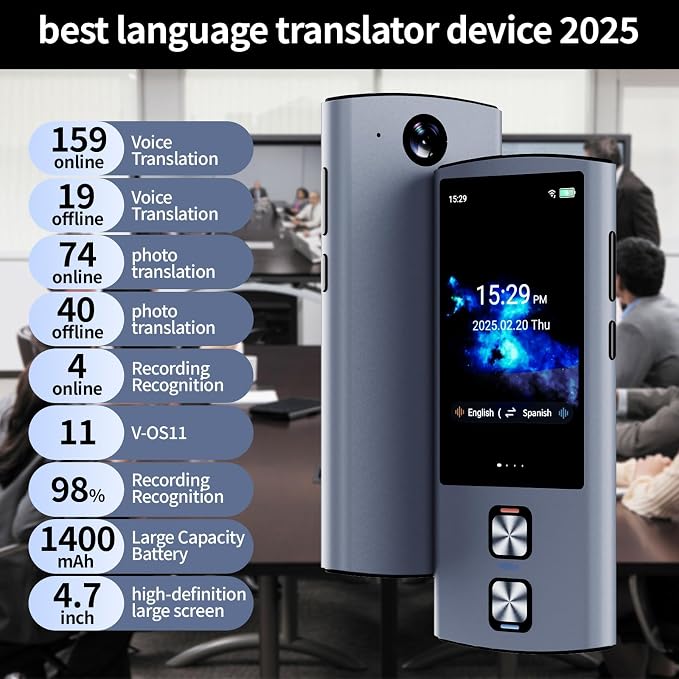 Language Translator Device, 159 Languages, 2026 AI Pocket Offline Instant Voice - Image 2