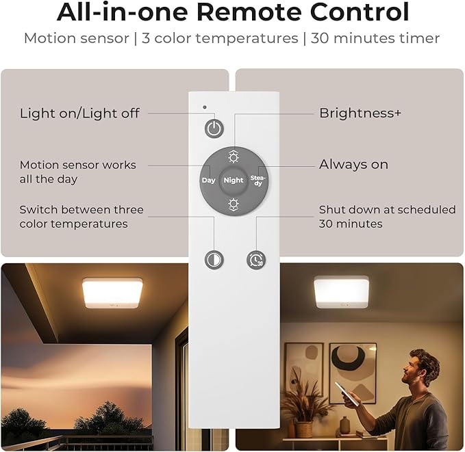 FULEN Motion Sensor Ceiling Light Fixture, Cordless Closet Light Battery - Image 5