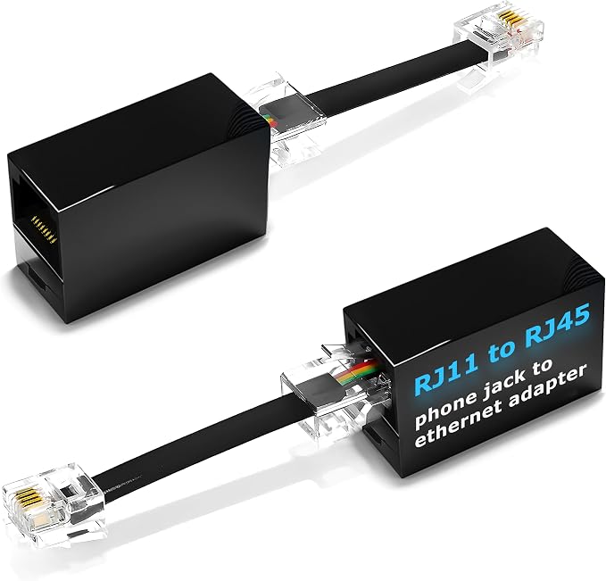 2-Pack Phone Line to Ethernet Adapter – RJ45 Female to RJ11 Male by RetailAndBulk