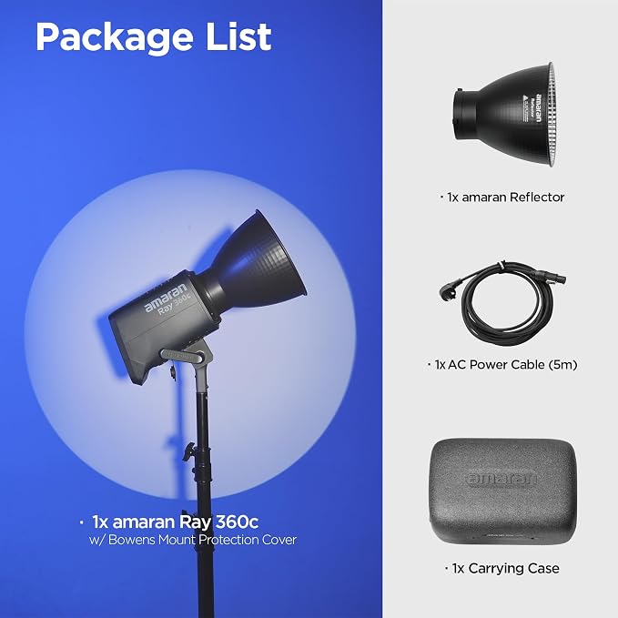 Amaran Ray 360c 360W RGBWW Full-Color LED Video Light, OmniColor Engine - Image 7