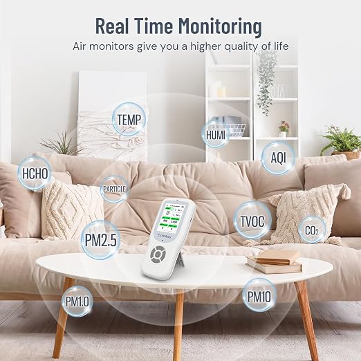 LifeBasis Air Quality Monitor Indoor, 11-in-1 Air Quality Detector - Image 4