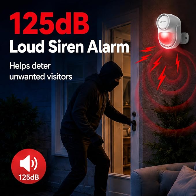 CPVAN 125dB Motion Sensor Alarm, Wireless Indoor PIR Motion Detector - Image 2