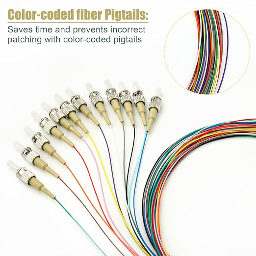 12 Strand Multimode OM1 62.5/125 ST-UPC Fiber Pigtail, ST OM1 Fiber Optic - Image 3