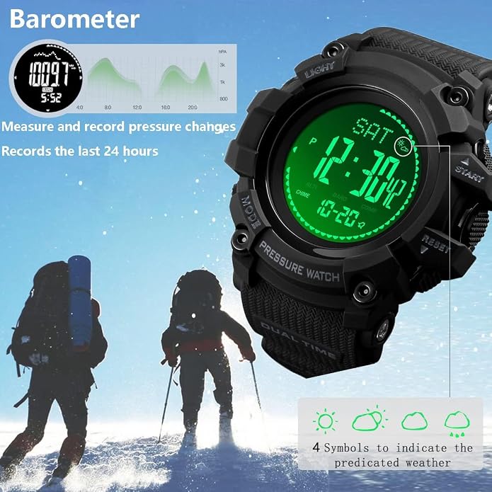 Watch Compass, Altimeter Barometer Thermometer Temperature, Military Army - Image 3