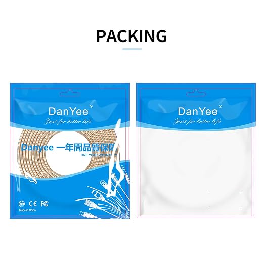 DanYee Cat 7 Ethernet Cable, Nylon 50ft CAT7 High Speed Professional Gold - Image 5