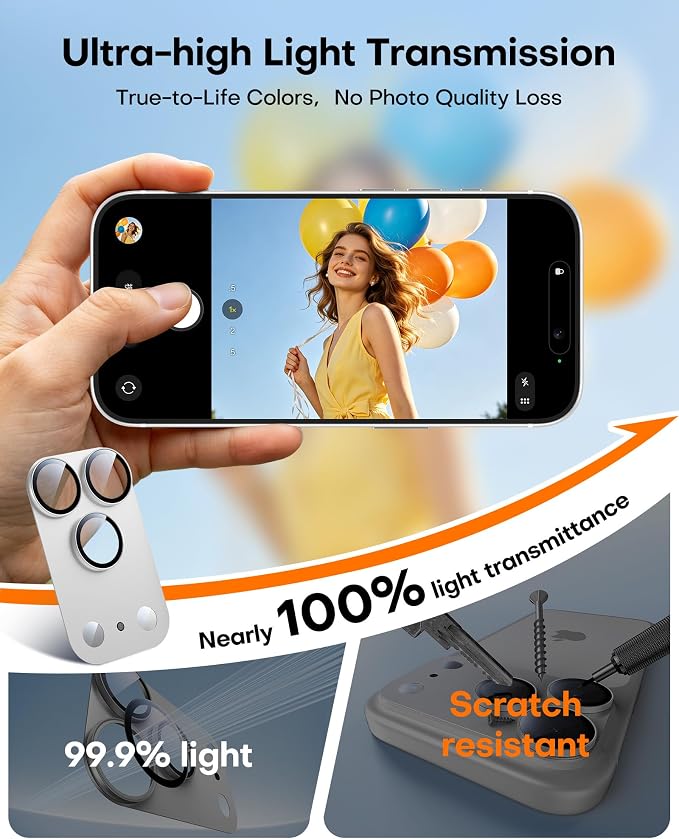 TAURI 2 Pack for iPhone 17 Pro Max Camera Lens Protector, Full Coverage - Image 7