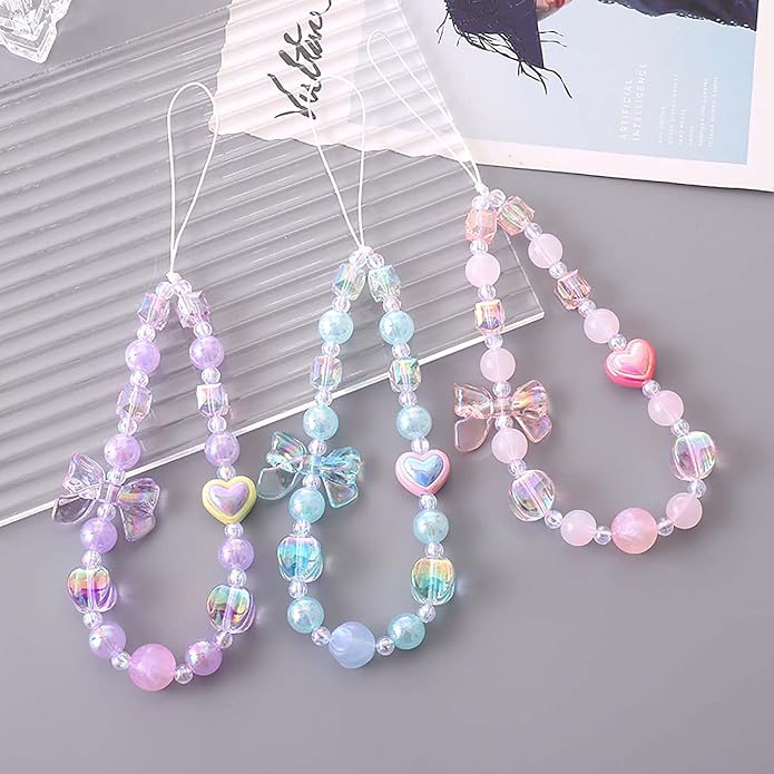 Beaded Phone Charm Lanyard Strap Girly Style Fixed Beads Pearl Lanyards - Image 6