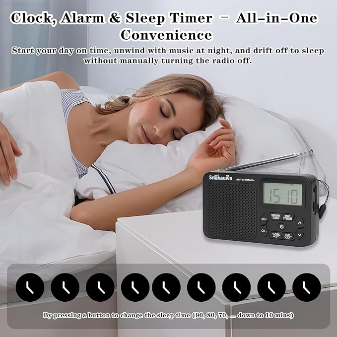 AM FM Radio, Portable Emergency Weather NOAA Radio, Small Digital Radio - Image 3