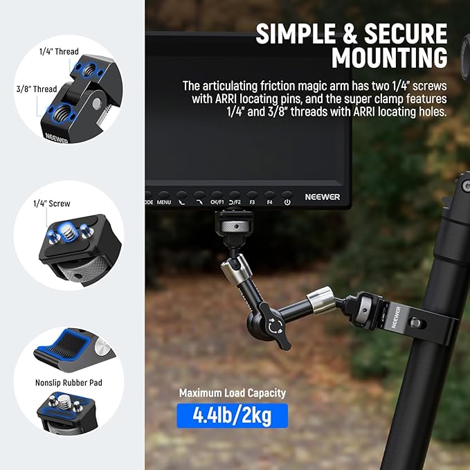 NEEWER 7" Articulating Magic Arm Clamp Mount - Image 4