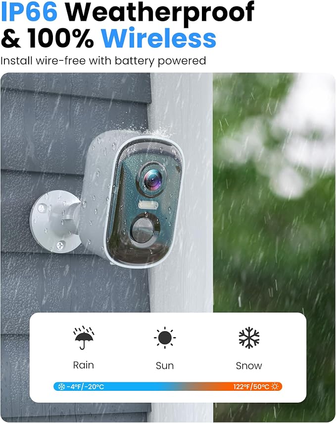 Outdoor Security Camera Wireless, 2K Battery Powered WiFi Cameras - Image 6