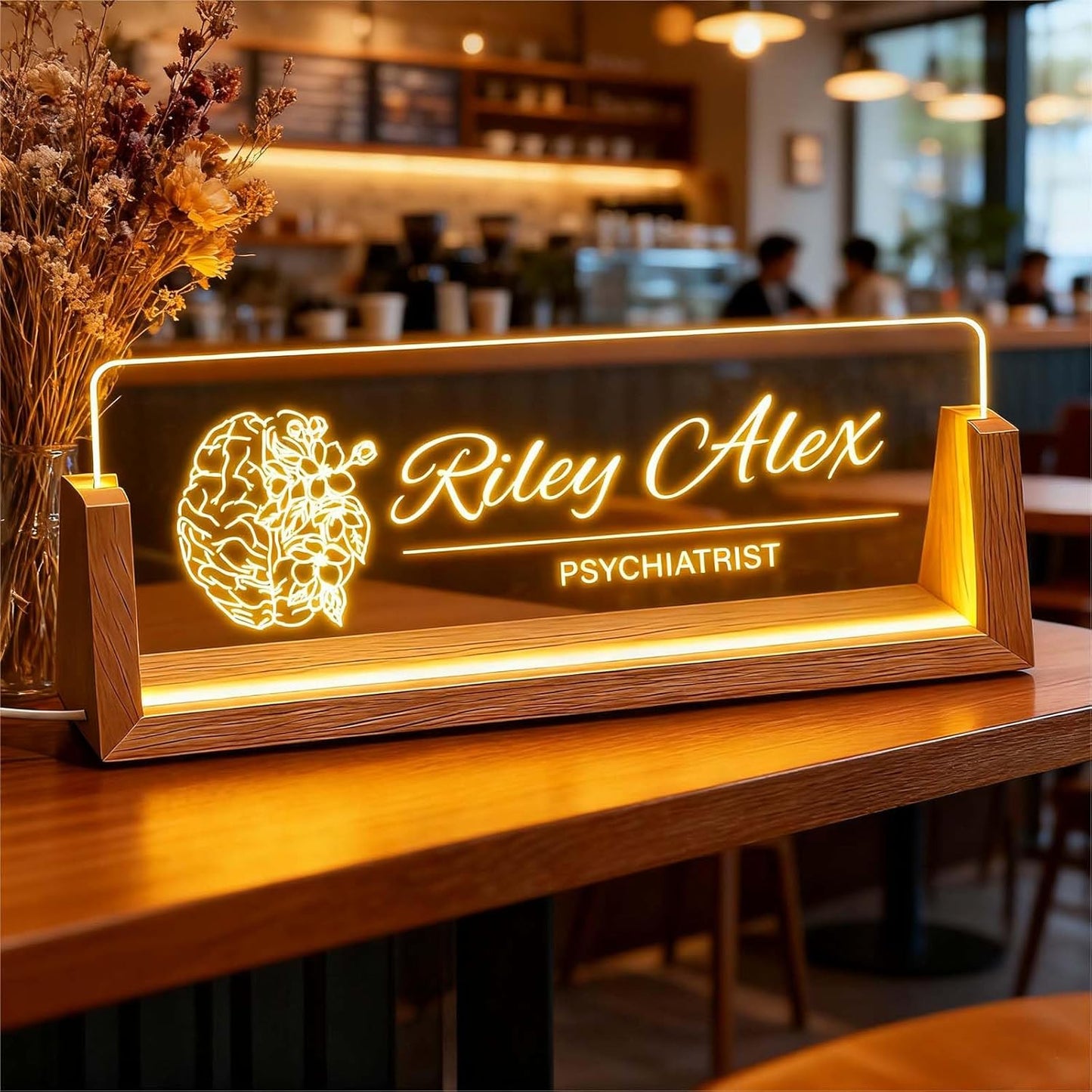 Custom Name Plate for Desk, Personalized Light Up Acrylic Office Sign for Teacher Boss Coworker, Employee Appreciation Gift, Desk Name Tag Decor