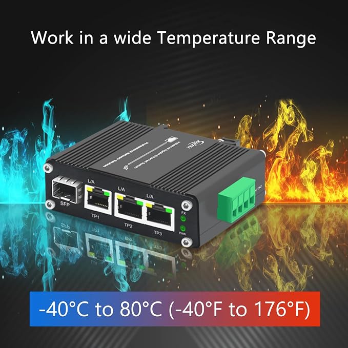 3 Ports Mini Industrial Gigabit Ethernet Switch 10/100/1000Mbps RJ45, - Image 5