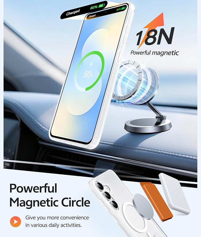 FNTCASE for Samsung Galaxy S25 FE Case: Magnetic Translucent Matte Military - Image 3