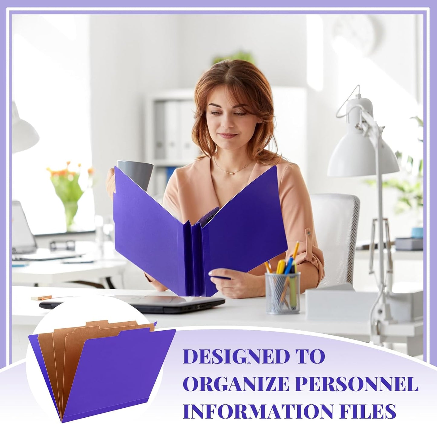 36 Pcs Classification Folders Letter Size, 3 Divider Pressboard File Folder with Fasteners, Expanding File Organizer Bulk for Teachers, Clergy, Office, Church, Christmas Donations (Purple)