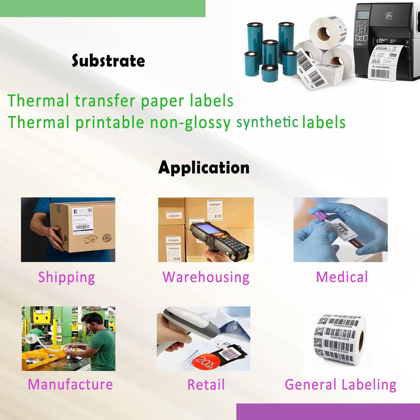 6.5'' x 1476' Premium Resin Enhanced Wax Ribbon, 165mm x 450m Black Thermal Transfer Ribbon, Barcode Thermal Label Printer Ribbon, CSO-Ink Outside, 1'' Core for Zebra, TSC, GoDex, Citizen (1 Roll)
