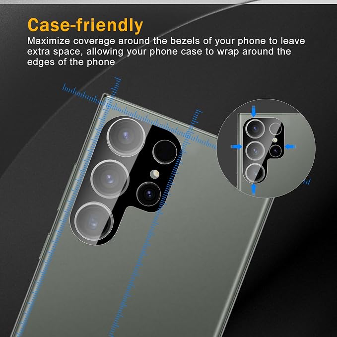 3 Pack Camera Lens Protector for Samsung Galaxy S23 Ultra, Tempered Glass - Image 3