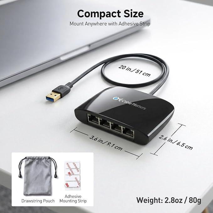 Cable Matters USB to 4-Port Gigabit Ethernet Switch - Image 7