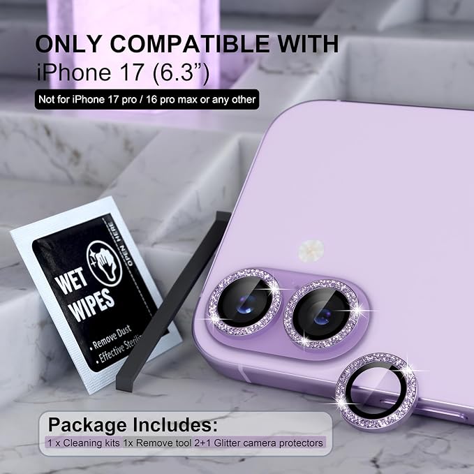 Choiche Compatible for iPhone 17 Camera Lens Protector Bling, 9H Tempered Glass - Image 2