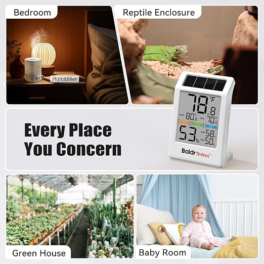 BaldrTherm Room Thermometer Indoor Humidity Meter Solar Powered - Image 9