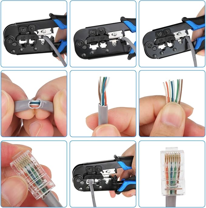 RJ45 Crimp Tool for Cat5 Cat5e Cat6, 8P/RJ-45 Crimp, Cut and Strip RJ45 - Image 5