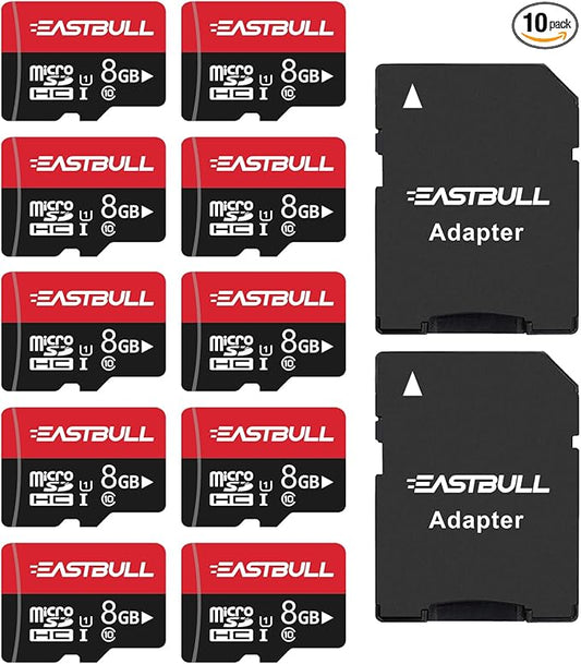 EASTBULL 8GB 10-Pack of Micro SD Cards, SD Memory Card 8GB SD Cards Pack Full by EASTBULL