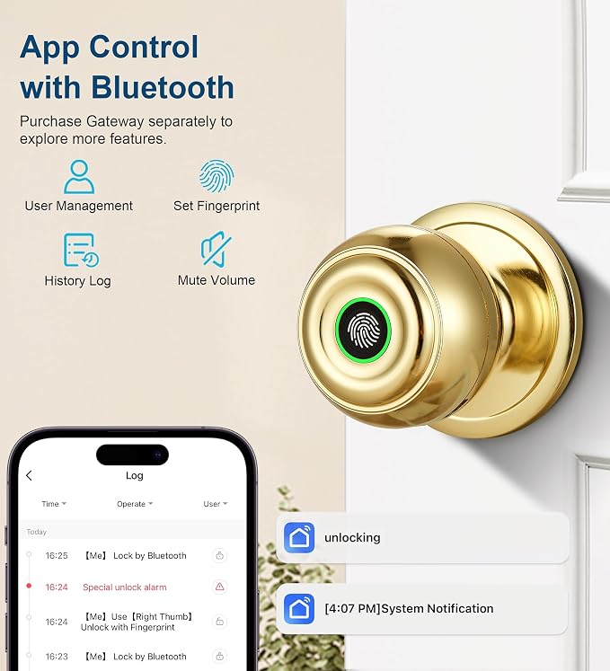 Fingerprint Door Lock, Smart Fingerprint Door Knob - Image 6