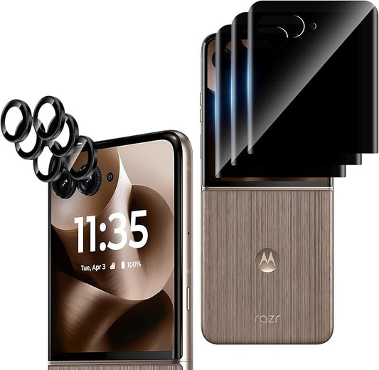 3+3 Pack for Moto Razr Ultra 2026/2025 Front Privacy Screen Protector+Camera by THYRRE-J