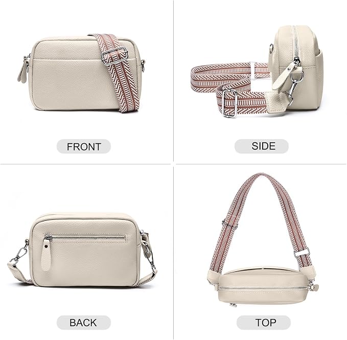 Small Crossbody Bags for Women Genuine Leather, Guitar Strap Shoulder Handbag - Image 3