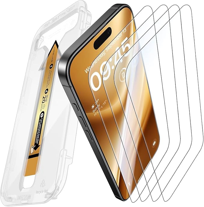 MRGLAS 4-Pack TOP 9H+ Glass for iPhone 16 Screen Protector UNBREAK Tempered by MRGLAS