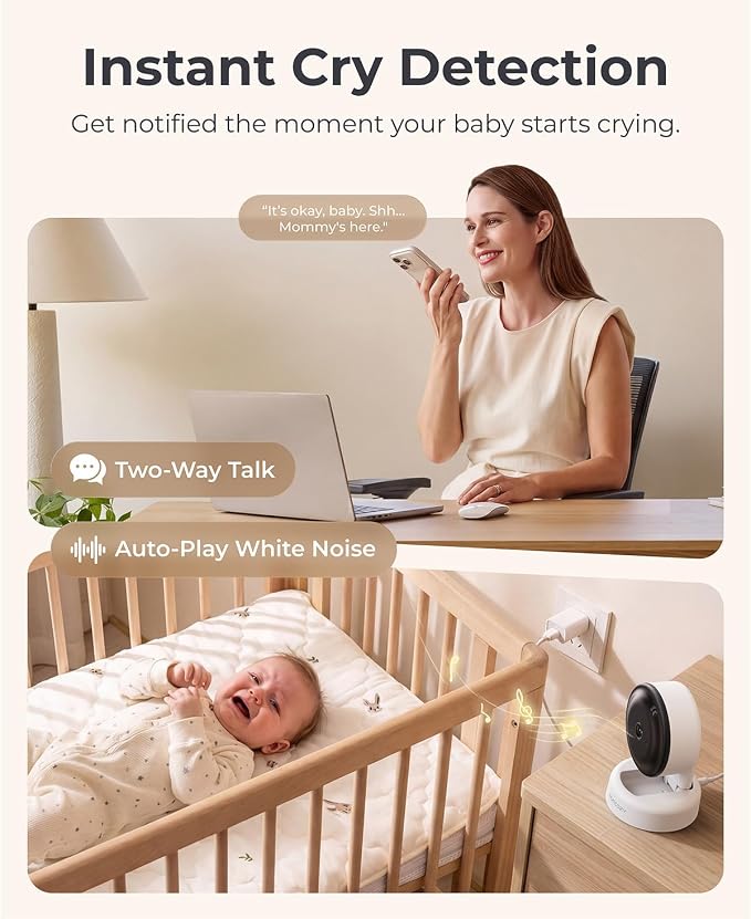 Momcozy Smart Baby Monitor, 2K HD Contact-Free Baby Camera, Table & Floor Stand - Image 5