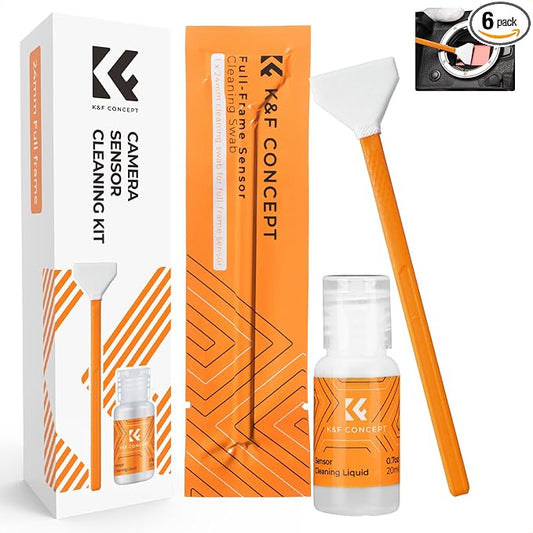 K&F CONCEPT 24mm Full Frame Sensor Cleaning Swab*6 + 20ml Sensor Cleaner by KFCONCEPT