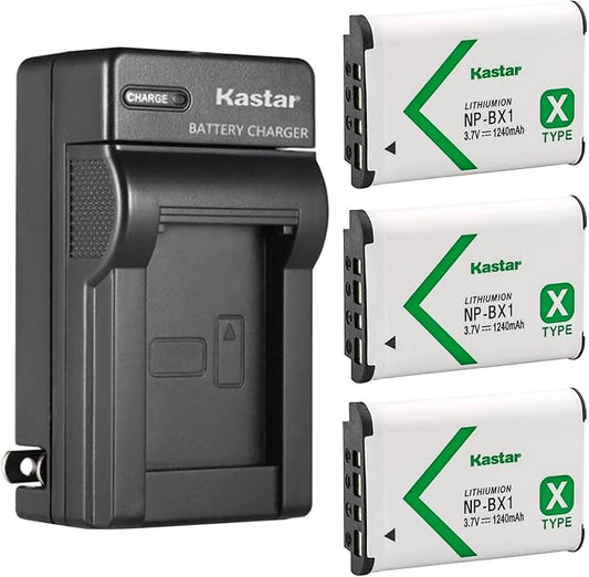 Kastar 3-Pack NP-BX1 Battery and AC Wall Charger Replacement by Kastar