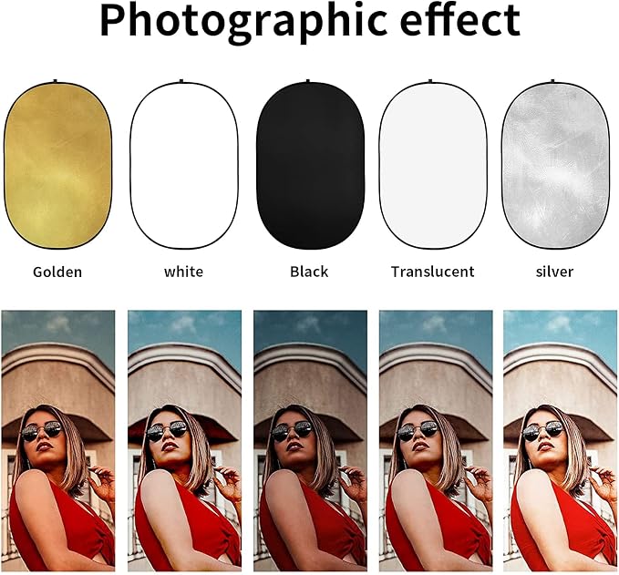 Godox 35"x47"/90x120cm Collapsible Photography Light Reflector, 5-in-1 Oval - Image 2