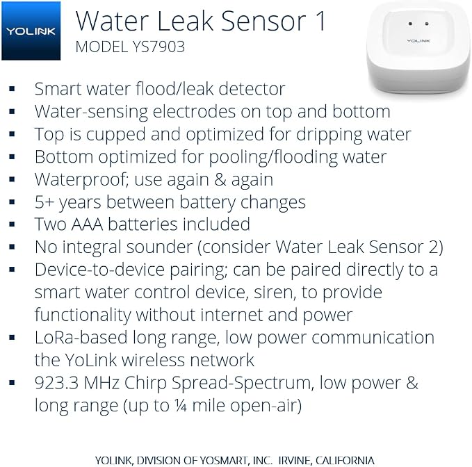 YoLink Water Leak Sensor 3-Pack, LoRa Up to 1/4 Mile Open-Air Range Smart Water - Image 2