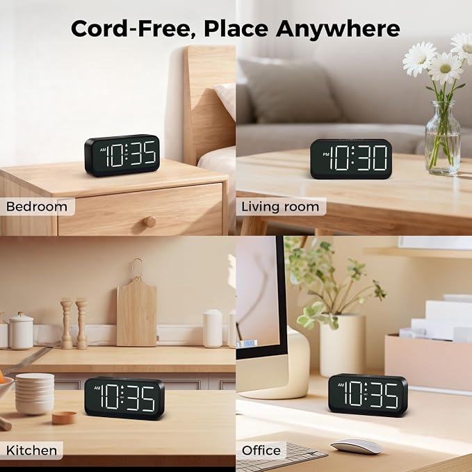 Acedeck Battery Operated Digital Clock: Cordless Small Alarm Clock - Image 8
