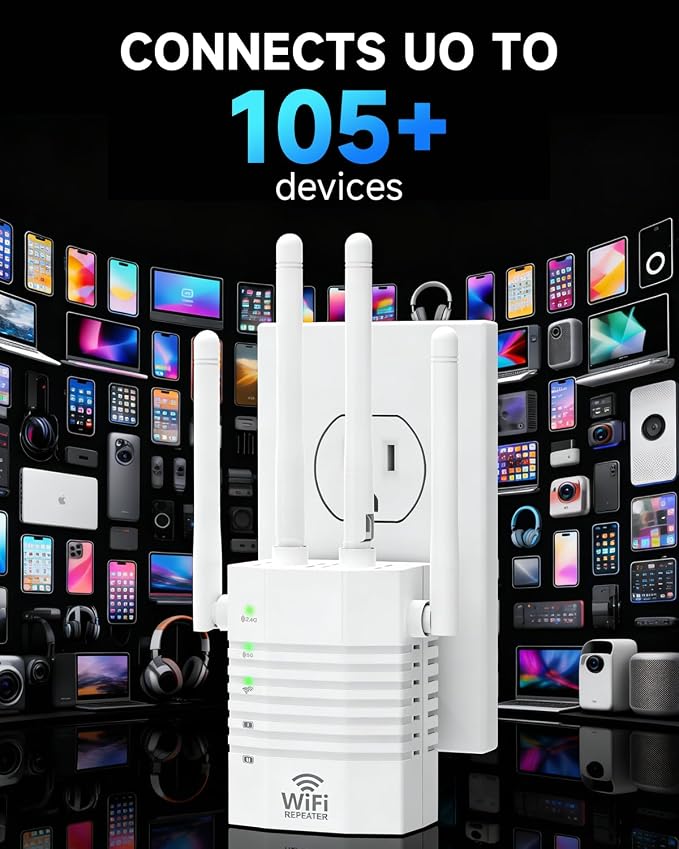 WiFi Extender Signal Booster for Home, 1200Mbps Dual Band 2.4GHz/5GHz WiFi - Image 3