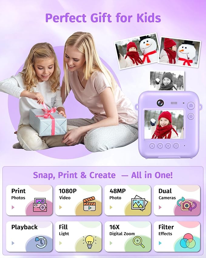 Instant Camera, Dual-Lens Kids Camera Instant Print - Image 2