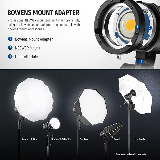 NEEWER MS60B LED Video Light 2.4G/APP Control, 65W Metal Mini Compact COB - Image 8