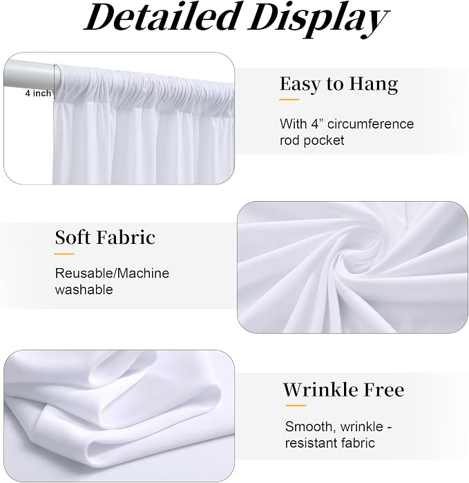 20ft x 15ft White Backdrop Curtains - Image 3
