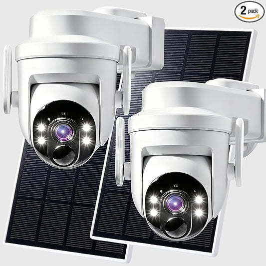 2K Solar Security Wireless Camera Outdoor, 2 Pack 2.4Ghz WiFi Battery Camera by Unknown