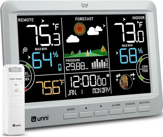 Weather Station Indoor Outdoor Thermometer Wireless, Home Atomic Clock by UUNNI