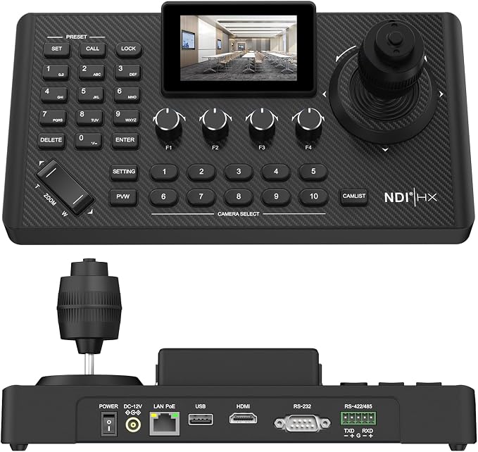 NDI PTZ Controller Camera Joystick Controller, PoE Network 4D HDMI PTZ Keyboard by HCSTVCON
