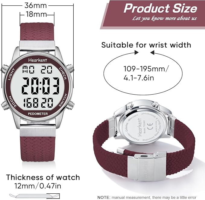 Hearkent Pedometer Watch for Walking Steps and Miles-Men&Women-Step Counter for - Image 2