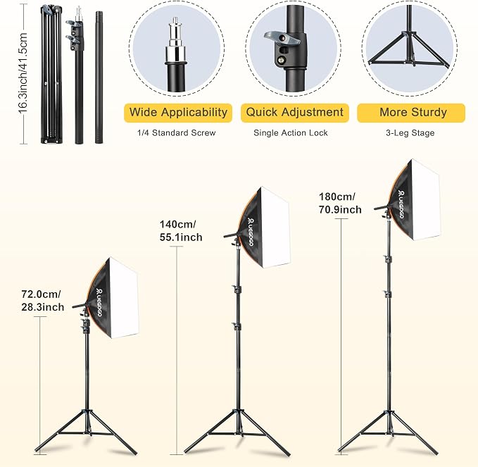 UEGOGO Softbox Photography Lighting Kit，UL Certified 85W 3000-7500K LED Bulbs - Image 3