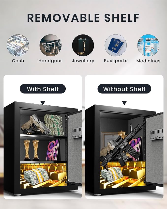Safe Box, Home Safe with Key & Fireproof Waterproof Bag, Money Safe - Image 6