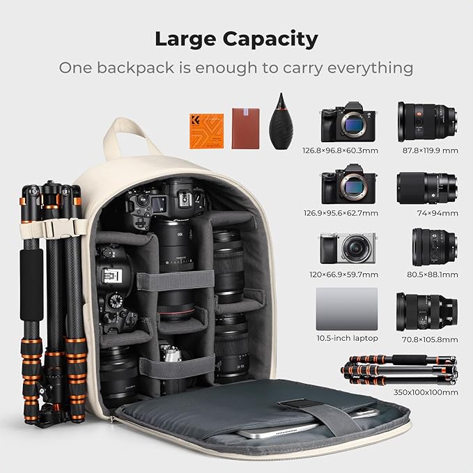 K&F CONCEPT Camera Bag Backpack, Professional DSLR/SLR/Mirrorless Camera - Image 3