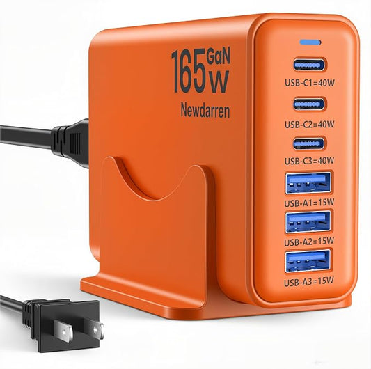 165W GaN USB C Charging Station, 6-Port Desktop Charger by Unknown