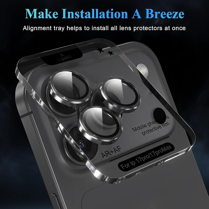 YWXTW Camera Lens Protector for iPhone 17 Pro/iPhone 17 Pro Max, Tempered Glass - Image 5