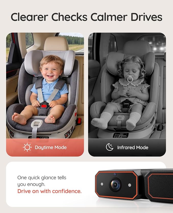 Babyvue Wireless Baby Car Camera, 5.2" Display, 1080P HD IR Night Vision - Image 4