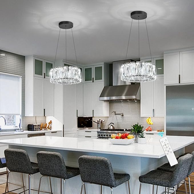 HAIXIANG Modern Crystal Chandelier Dimmable LED 8 Inch Ring Pendant Lights - Image 3